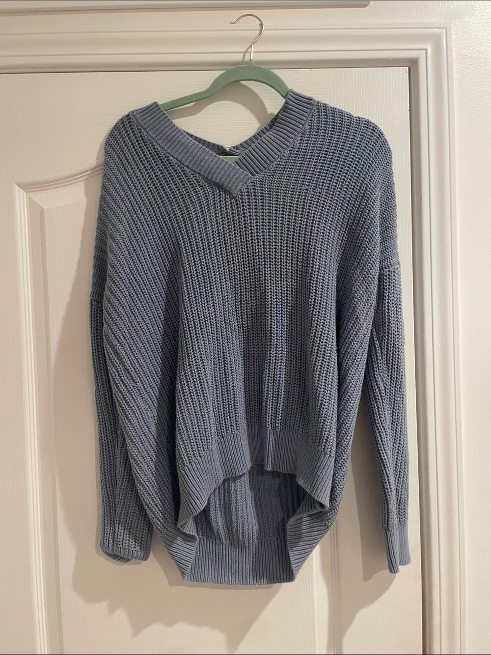 Womens Light Blue V-Neck Knit Sweater-Aeropostale- worn once